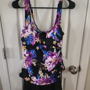 Floral Women's Top - Black and Purple